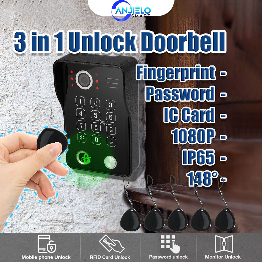 Smart Doorbell Wired - ANJIELO Fingerprint IC Card Password 3in1