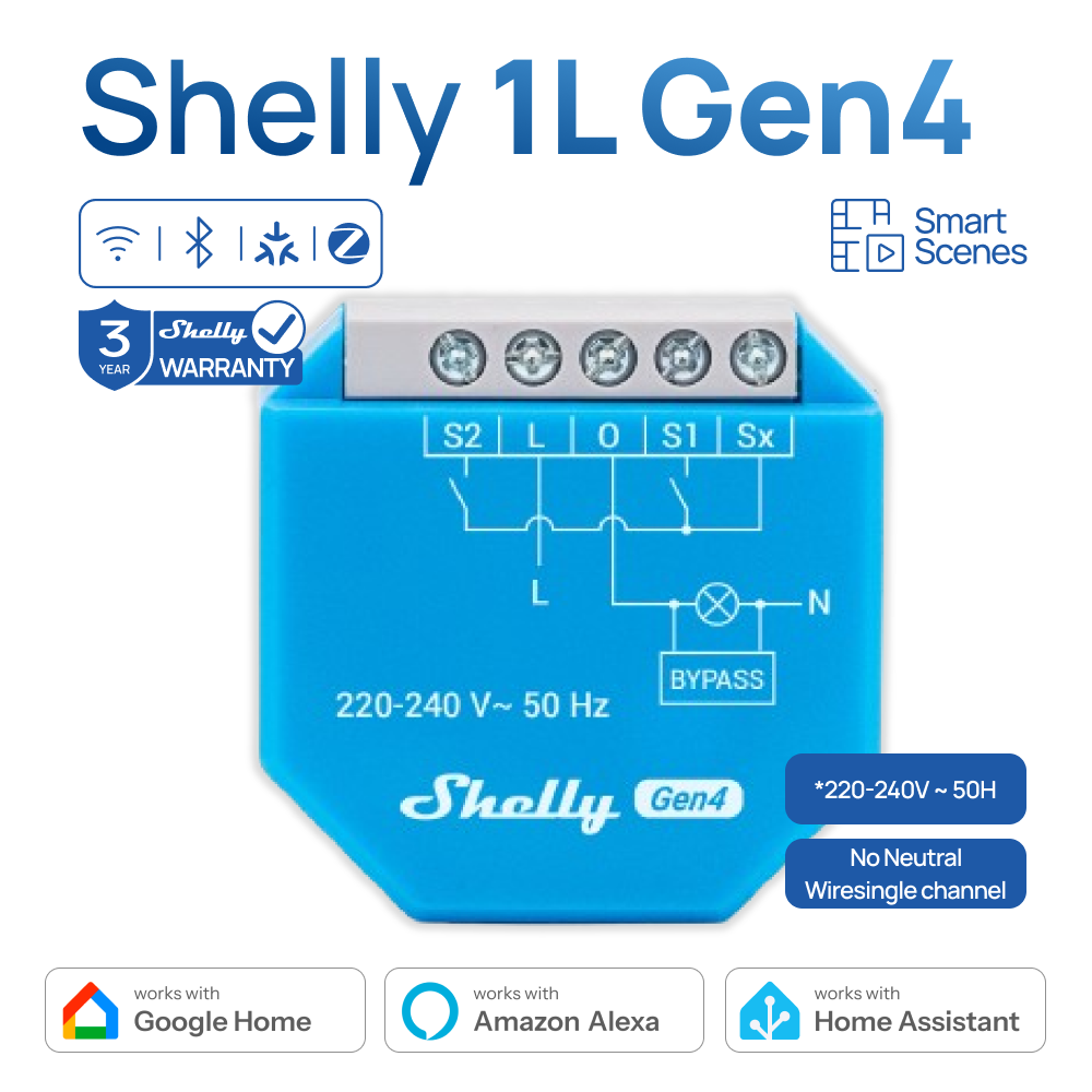 Shelly Relay Module - Shelly 1L Gen4 Zigbee No Neutral